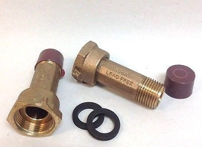 PAIR 1/2" Water Meter Coupling, LEAD-FREE Brass, 5/8" meter nut x 1/2" Male NPT