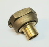 5/8" Water Meter Coupling, LEAD FREE Brass, Swivel Nut x 1/2 PEX  Tubing Barb