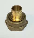 1" Water Meter Coupling, LEAD FREE Brass, Swivel Nut x 1" PEX  Tubing Barb