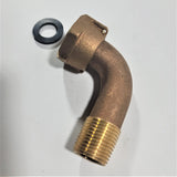 1/2" ANGLE Water Meter Coupling, NO-LEAD Brass 5/8" Swivel Cplg. nut x 1/2" NPT