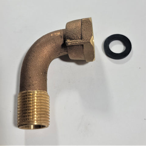 1/2" ANGLE Water Meter Coupling, NO-LEAD Brass 5/8" Swivel Cplg. nut x 1/2" NPT