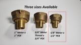 5/8" Water Meter Coupling, LEAD FREE Brass, Swivel Nut x 1/2 PEX  Tubing Barb