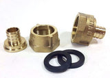 3/4" Water Meter Coupling, LEAD FREE Brass, Swivel Nut x 3/4" PEX  Tubing Barb